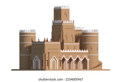 3d rendering of Saudi Arabia old Architecture, it is build in the desert with the mud plaster, beautiful and traditional style of architecture 