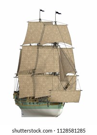 3d Rendering  Scene Of Aurore A Cargo Slave Ship That Brought The First African Slaves To Louisiana On June 6, 1719, From Senegambia