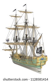 3d Rendering Scene Of Aurore A Cargo Slave Ship That Brought The First African Slaves To Louisiana On June 6, 1719, From Senegambia