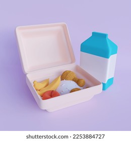  3d Rendering, school lunch box Illustration