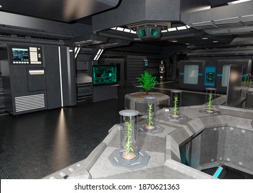 3D Rendering Of A Science Fiction Botanical Space Laboratory