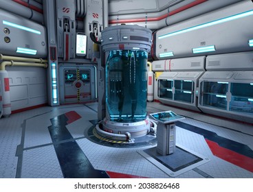 3D Rendering Of A Science Fiction Laboratory Interior