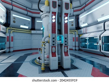 3D Rendering Of A Science Fiction Laboratory Interior