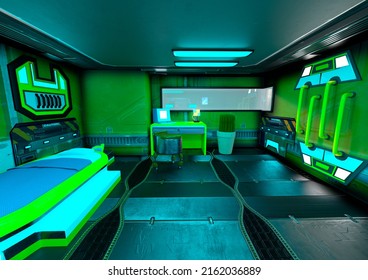 3D Rendering Of A Science Fiction Space Station Interior
