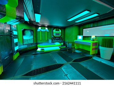 3D Rendering Of A Science Fiction Space Station Interior