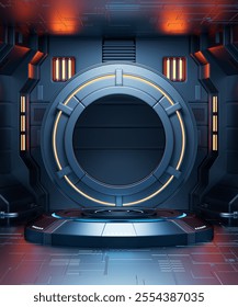 3D rendering of science fiction technology space stand