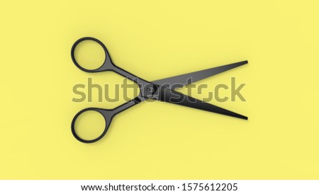 3d rendering of a scissors isolated in a colored studio background