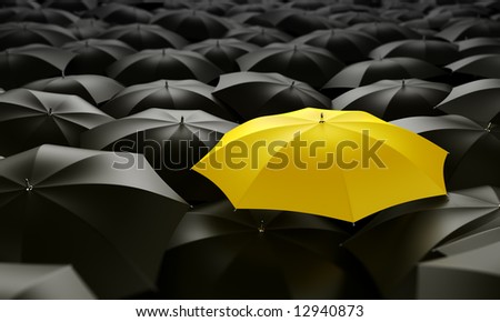 3d rendering of a sea of umbrellas