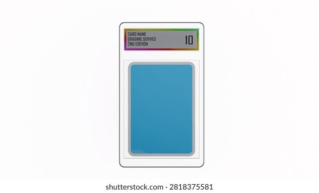 A 3d rendering of sealed slab cases with graded labels. The importance of condition, authentication, and preservation in modern trading card collecting and gaming culture.