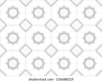 3d rendering. Seamless White square grid pattern art design wall background.
