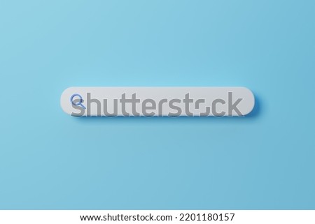 3D rendering search bar on blue background. Mock up search engine website