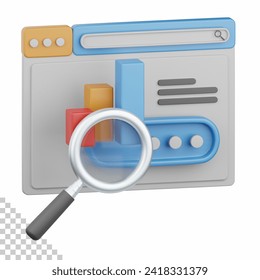 3d rendering search engine isolated useful for seo, website, internet, optimization and other