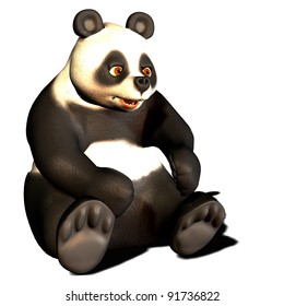 3d Rendering Of A Seated Panda Bear As Illustration