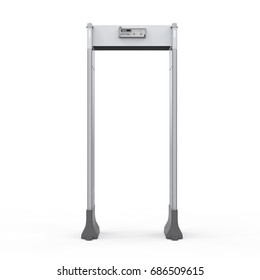 3d Rendering Security Gate Or Metal Detector On White Background