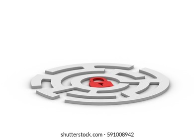 3d rendering of Security icon inside labyrinth