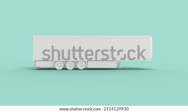 3D rendering of a semi\
truck trailer black empty space template isolated in studio\
background