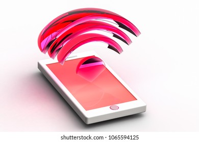 3d rendering of sending and receiving of mobile phone