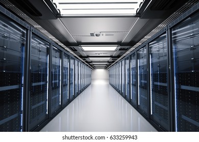 3d rendering server room or server computers