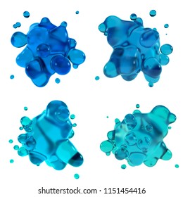 3D Rendering Set Of Blue Opaque Gel