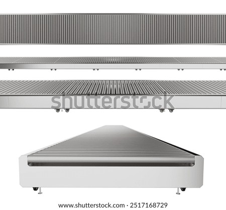 3d rendering set of empty conveyor belt in various angles isolated on white