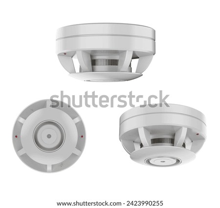 3d rendering set of smoke detectors isolated on white