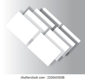 3d Rendering Of Set Of Stack Blank Page Business Name Card For Corporate Branding, Portfolio Showcase, Or Flyer Presentaion Mockup. 