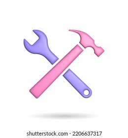 3d Rendering Setting Tools Icon. Illustration With Shadow Isolated On White Background.