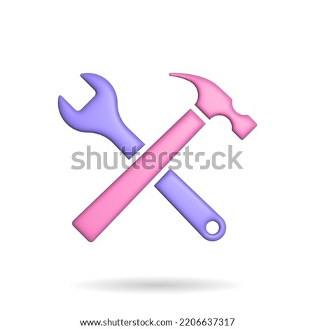 3d rendering setting tools icon. Illustration with shadow isolated on white background.