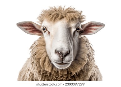 3D Rendering of Sheep on white Background. 