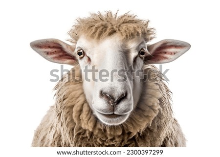 3D Rendering of Sheep on white Background. 