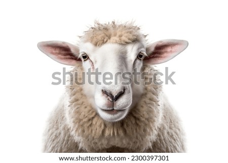 3D Rendering of Sheep on white Background. 