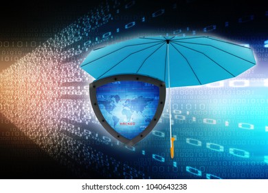 3d rendering shield with umbrella