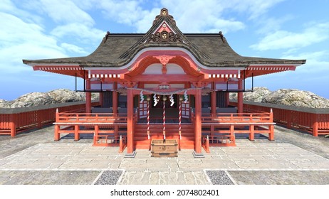 3D rendering of the Shinto shrine