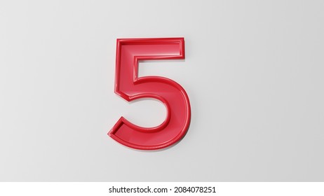 3D Rendering Of Shiny Red Numbers 0 To 9