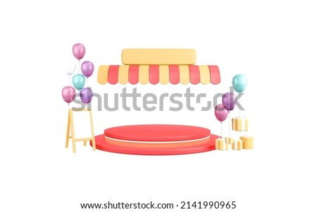 3d rendering of shop front store for advertising isolated on white for commercial design. 3d render illustration cartoon style.