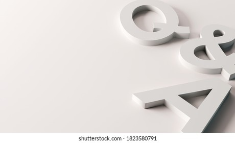 3D Rendering Showing Some Letters, Q & A on a White Background.
Question and Answer