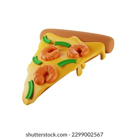 3D rendering of a shrimp pizza slice, perfect for pizza delivery or food-related project. Isolated illustration on the white background  - Powered by Shutterstock