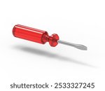 3D rendering from side view of red screwdriver on a white background