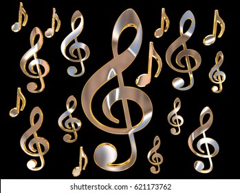 3d Rendering Sign Gold Musical Note Stock Illustration 621173762 ...