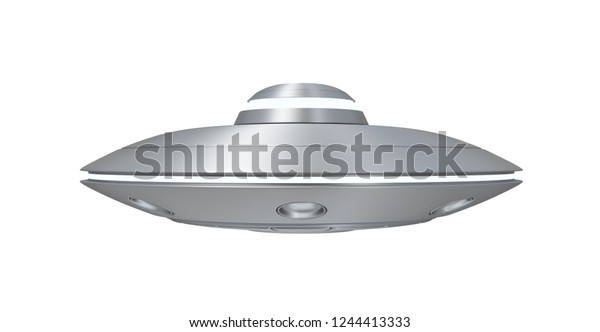 3d Rendering Silver Metal Ufo Isolated Stock Illustration 1244413333