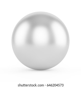 3D Rendering Silver Sphere On White Background