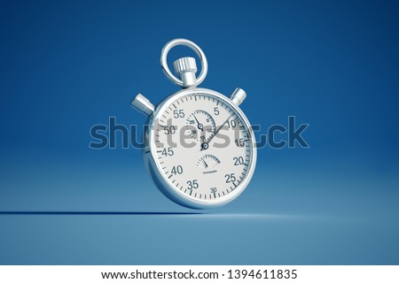3D rendering of a silver stopwatch on a colored background