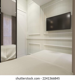 3D Rendering of Simple and Minimalist Bedroom Interior Design