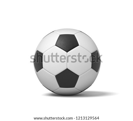 3d rendering of a single black and white leather ball for playing football or soccer. Game gear. Sport equipment. Team playing.