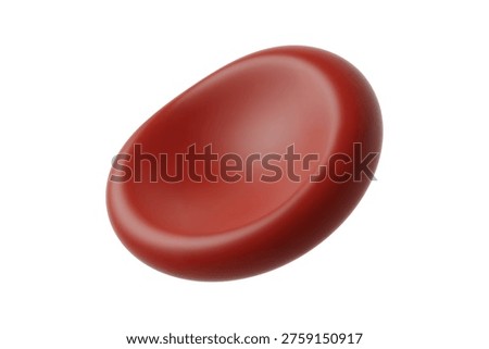 3d rendering of a single red blood cell with a glossy texture, isolated on a white background with soft ambient light.