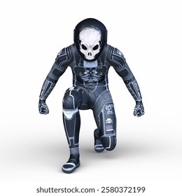 3D rendering of a skeletal face robot