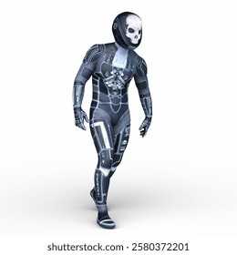 3D rendering of a skeletal face robot