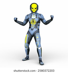 3D rendering of a skeletal face robot
