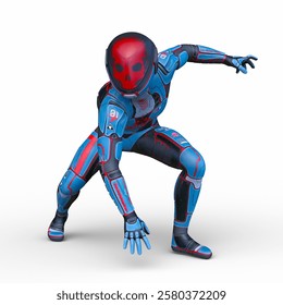 3D rendering of a skeletal face robot