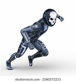 3D rendering of a skeletal face robot